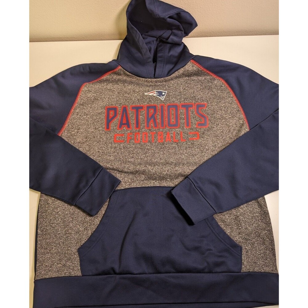 New England Patriots Hoodie Mens XL Fanatics NFL Blue/grey Sweatshirt Fanatics